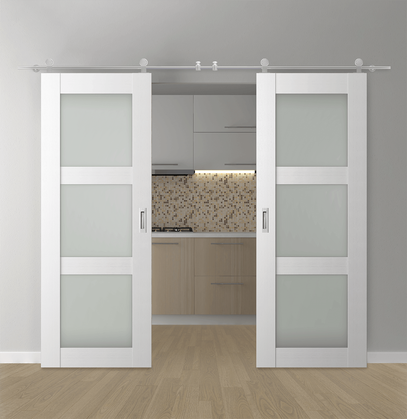 Modern Double Barn Door Double Barn Door Palladio Lite Vetro Bianco