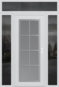Diamond C16 68" x 96" white/white frosted Glass Panel stainless steel LHI with 2 Sidelites and Transom mirrored Glass