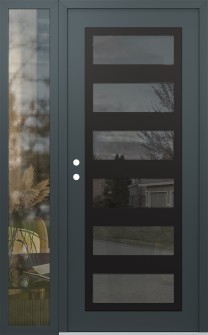 Diamond C9 48" x 80" anthracite/anthracite mirrored Glass Panel black RHI with Sidelite clear Glass