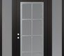 Modern Steel Front Door Diamond C16 68" x 96" black/white frosted Glass Panel stainless steel RHI with 2 Sidelites and Transom frosted Glass