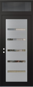 Diamond C7 36" x 96" black/black clear Glass Panel stainless steel RHI with Transom mirrored Glass