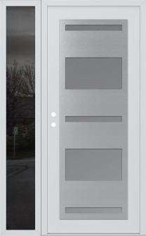 Diamond C10 50" x 80" white/white frosted Glass Panel stainless steel LHI with Sidelite mirrored Glass