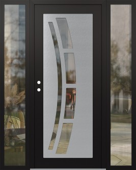 Diamond C12 64" x 80" black/black clear Glass Panel stainless steel RHI with 2 Sidelites clear Glass