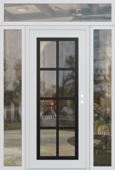 Diamond C16 64" x 96" white/white clear Glass Panel black LHI with 2 Sidelites and Transom clear Glass
