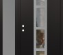 Modern Steel Front Door DIAMOND A10 52" X 80" BLACK/BLACK CLEAR GLASS PANEL STAINLESS STEEL RHI WITH SIDELITE FROSTED GLASS