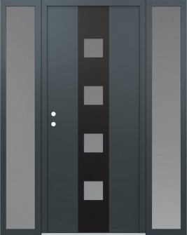 DIAMOND A12 68" X 80" ANTHRACITE/ANTHRACITE FROSTED GLASS PANEL BLACK RHI WITH 2 SIDELITES FROSTED GLASS