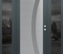Modern Steel Front Door Diamond C4 64" x 80" anthracite/anthracite frosted Glass Panel stainless steel LHI with 2 Sidelites mirrored Glass