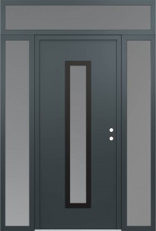DIAMOND A11 64" X 96" ANTHRACITE/ANTHRACITE FROSTED GLASS PANEL BLACK LHI WITH 2 SIDELITES AND TRANSOM FROSTED GLASS