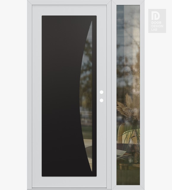 Modern Steel Front Door Diamond C13 50" x 80" white/white clear Glass Panel black LHI with Sidelite clear Glass