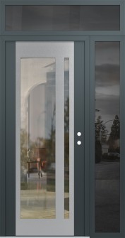 Diamond C15 50" x 96" anthracite/anthracite clear Glass Panel stainless steel LHI with Sidelite and Transom mirrored Glass