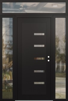 Diamond C8 60" x 96" black/black clear Glass Panel black LHI with 2 Sidelites and Transom clear Glass