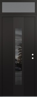DIAMOND A1 36" X 96" BLACK/BLACK MIRRORED GLASS PANEL BLACK LHI WITH TRANSOM FROSTED GLASS