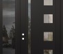 Modern Steel Front Door Diamond C3 50" x 96" black/black clear Glass Panel black RHI with Sidelite and Transom mirrored Glass