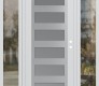 Modern Steel Front Door Diamond C9 68" x 80" white/white frosted Glass Panel stainless steel LHI with 2 Sidelites clear Glass