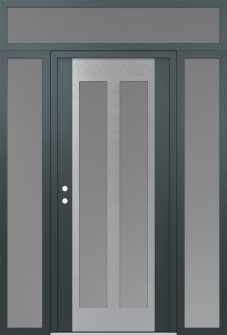 Diamond C14 60" x 96" anthracite/anthracite frosted Glass Panel stainless steel RHI with 2 Sidelites and Transom frosted Glass