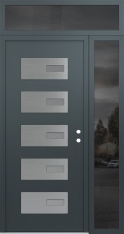 Diamond D7 52" x 96" anthracite/anthracite frosted Glass Panel stainless steel LHI with Sidelite and Transom mirrored Glass