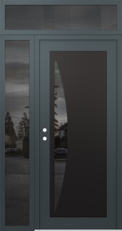 Diamond C13 50" x 96" anthracite/anthracite mirrored Glass Panel black RHI with Sidelite and Transom mirrored Glass