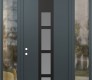 Modern Steel Front Door DIAMOND A10 64" X 96" ANTHRACITE/ANTHRACITE FROSTED GLASS PANEL BLACK RHI WITH 2 SIDELITES AND TRANSOM CLEAR GLASS