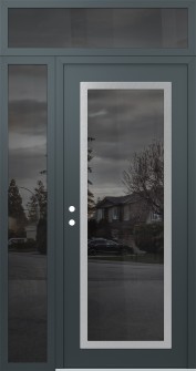 Diamond C1 50" x 96" anthracite/anthracite mirrored Glass Panel stainless steel RHI with Sidelite and Transom mirrored Glass