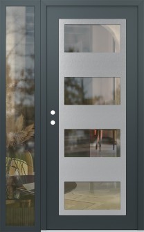 Diamond C2 50" x 80" anthracite/anthracite clear Glass Panel stainless steel RHI with Sidelite clear Glass