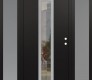 Modern Steel Front Door DIAMOND A11 64" X 80" BLACK/BLACK CLEAR GLASS PANEL STAINLESS STEEL LHI WITH 2 SIDELITES FROSTED GLASS