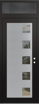Diamond C5 36" x 96" black/black clear Glass Panel stainless steel LHI with Transom mirrored Glass