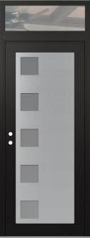 Diamond C5 36" x 96" black/white frosted Glass Panel stainless steel RHI with Transom clear Glass