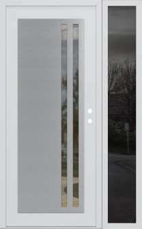 Diamond C6 48" x 80" white/white clear Glass Panel stainless steel LHI with Sidelite mirrored Glass