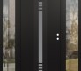 Modern Steel Front Door DIAMOND A5 64" X 80" BLACK/WHITE FROSTED GLASS PANEL BLACK LHI WITH 2 SIDELITES CLEAR GLASS