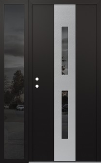 DIAMOND A6 48" X 80" BLACK/BLACK MIRRORED GLASS PANEL STAINLESS STEEL RHI WITH SIDELITE MIRRORED GLASS