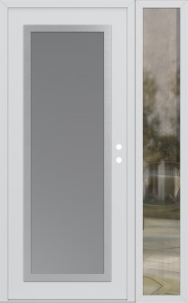 Diamond C1 50" x 80" white/white frosted Glass Panel stainless steel LHI with Sidelite clear Glass