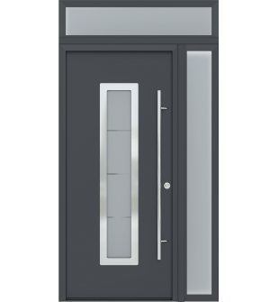 MODERN FRONT STEEL DOOR ARGOS ANTRACIT/WHITE 49 1/4" X 95 11/16" LHI + SIDELITE RIGHT/TRANSOM