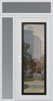 Diamond C1 48" x 96" white/white clear Glass Panel black RHI with Sidelite and Transom frosted Glass