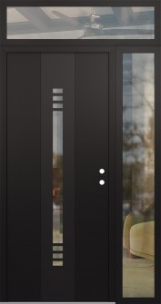 DIAMOND A5 48" X 96" BLACK/BLACK CLEAR GLASS PANEL BLACK LHI WITH SIDELITE AND TRANSOM CLEAR GLASS