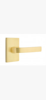 EMTEK BRESLIN LEVER WITH MODERN RECTANGULAR ROSETTE PRIVACY LH SATIN BRASS (US4) 5212