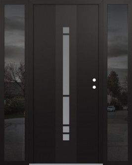 DIAMOND A3 68" X 80" BLACK/WHITE FROSTED GLASS PANEL BLACK LHI WITH 2 SIDELITES MIRRORED GLASS