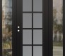 Modern Steel Front Door Diamond C16 60" x 80" black/white frosted Glass Panel black RHI with 2 Sidelites clear Glass
