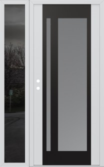 Diamond C15 50" x 80" white/white frosted Glass Panel black LHI with Sidelite mirrored Glass