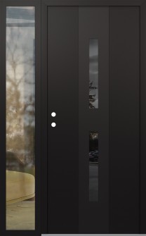 DIAMOND A6 48" X 80" BLACK/BLACK MIRRORED GLASS PANEL BLACK RHI WITH SIDELITE CLEAR GLASS