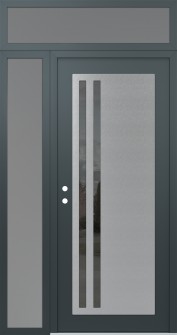 Diamond C6 48" x 96" anthracite/anthracite mirrored Glass Panel stainless steel RHI with Sidelite and Transom frosted Glass