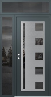 Diamond C3 50" x 96" anthracite/anthracite mirrored Glass Panel stainless steel RHI with Sidelite and Transom mirrored Glass