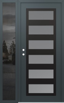 Diamond C9 52" x 80" anthracite/anthracite frosted Glass Panel black RHI with Sidelite mirrored Glass