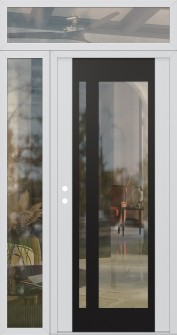 Diamond C15 48" x 96" white/white clear Glass Panel black RHI with Sidelite and Transom clear Glass