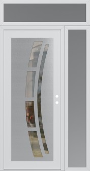 Diamond C12 52" x 96" white/white clear Glass Panel stainless steel LHI with Sidelite and Transom frosted Glass