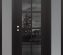 Modern Steel Front Door Diamond C16 60" x 80" black/black mirrored Glass Panel black RHI with 2 Sidelites frosted Glass