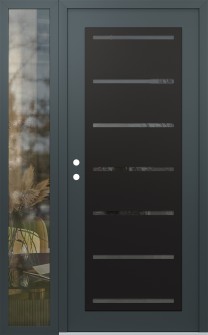 Diamond C11 52" x 80" anthracite/anthracite mirrored Glass Panel black RHI with Sidelite clear Glass