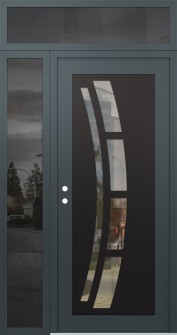 Diamond C12 48" x 96" anthracite/anthracite clear Glass Panel black RHI with Sidelite and Transom mirrored Glass