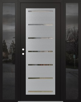 Diamond C11 60" x 80" black/black clear Glass Panel stainless steel RHI with 2 Sidelites mirrored Glass