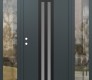 Modern Steel Front Door DIAMOND A8 64" X 80" ANTHRACITE/ANTHRACITE FROSTED GLASS PANEL BLACK RHI WITH 2 SIDELITES CLEAR GLASS