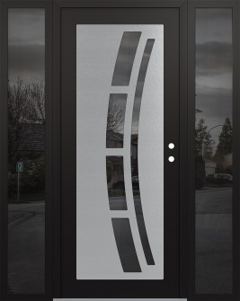 Diamond C12 68" x 80" black/black mirrored Glass Panel stainless steel LHI with 2 Sidelites mirrored Glass